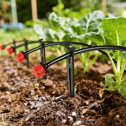 100 Pieces Drip Irrigation Support Stakes for 1/4 Inch Tubing, Plastic 1/4'' Drip Tube Holder Stakes for Irrigation Hose Emitter Support Garden Greenhouse Drip Supplies, 5.6-Inch Long