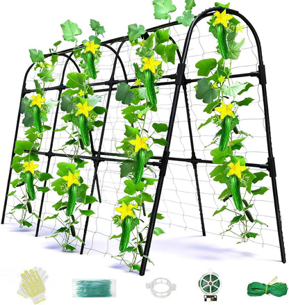Cucumber Trellis for Raised Bed, U-Shape Garden Arch Metal Support for Climbing Plants, Metal Arch Plant Support Vegetables Trellis, Plant Support for Vine Outdoor (Green, 47*30*47inch(L*W*H))