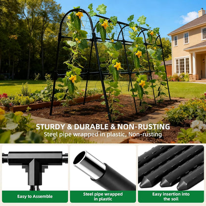 Cucumber Trellis for Raised Bed, U-Shape Garden Arch Metal Support for Climbing Plants, Metal Arch Plant Support Vegetables Trellis, Plant Support for Vine Outdoor (Green, 47*30*47inch(L*W*H))