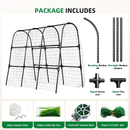 Cucumber Trellis for Raised Bed, U-Shape Garden Arch Metal Support for Climbing Plants, Metal Arch Plant Support Vegetables Trellis, Plant Support for Vine Outdoor (Green, 47*30*47inch(L*W*H))