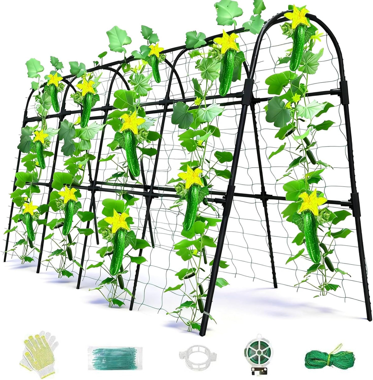 Cucumber Trellis for Raised Bed, U-Shape Garden Arch Metal Support for Climbing Plants, Metal Arch Plant Support Vegetables Trellis, Plant Support for Vine Outdoor (Green, 47*30*47inch(L*W*H))