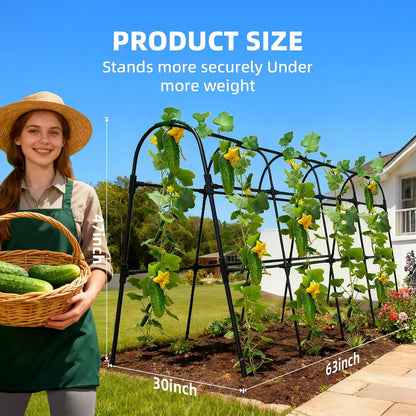 Cucumber Trellis for Raised Bed, U-Shape Garden Arch Metal Support for Climbing Plants, Metal Arch Plant Support Vegetables Trellis, Plant Support for Vine Outdoor (Green, 47*30*47inch(L*W*H))