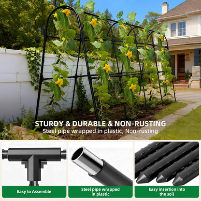 Cucumber Trellis for Raised Bed, U-Shape Garden Arch Metal Support for Climbing Plants, Metal Arch Plant Support Vegetables Trellis, Plant Support for Vine Outdoor (Green, 47*30*47inch(L*W*H))