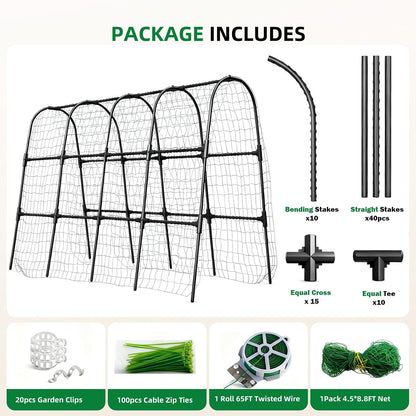 Cucumber Trellis for Raised Bed, U-Shape Garden Arch Metal Support for Climbing Plants, Metal Arch Plant Support Vegetables Trellis, Plant Support for Vine Outdoor (Green, 47*30*47inch(L*W*H))