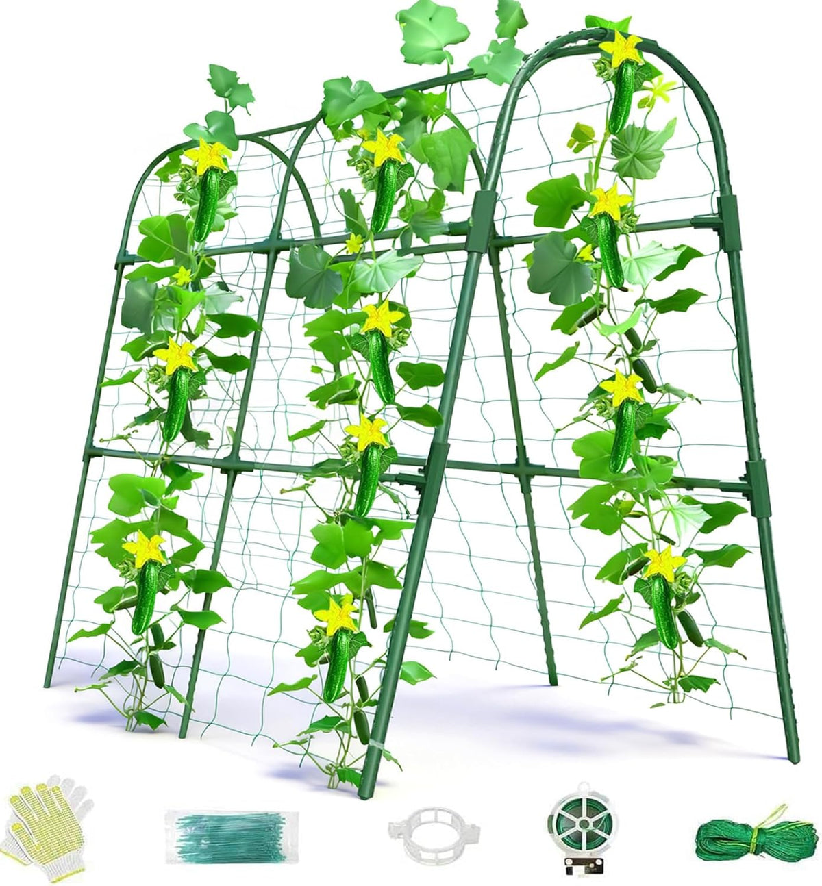 Cucumber Trellis for Raised Bed, U-Shape Garden Arch Metal Support for Climbing Plants, Metal Arch Plant Support Vegetables Trellis, Plant Support for Vine Outdoor (Green, 47*30*47inch(L*W*H))
