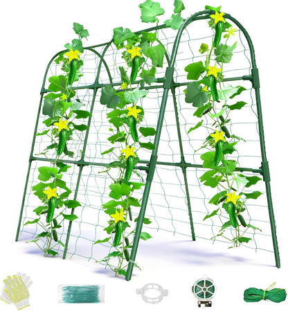 Cucumber Trellis for Raised Bed, U-Shape Garden Arch Metal Support for Climbing Plants, Metal Arch Plant Support Vegetables Trellis, Plant Support for Vine Outdoor (Green, 47*30*47inch(L*W*H))