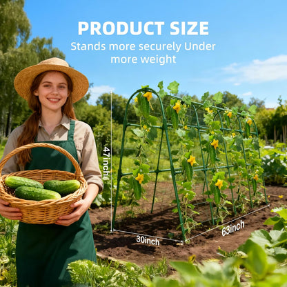 Cucumber Trellis for Raised Bed, U-Shape Garden Arch Metal Support for Climbing Plants, Metal Arch Plant Support Vegetables Trellis, Plant Support for Vine Outdoor (Green, 47*30*47inch(L*W*H))