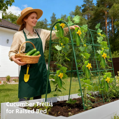 Cucumber Trellis for Raised Bed, U-Shape Garden Arch Metal Support for Climbing Plants, Metal Arch Plant Support Vegetables Trellis, Plant Support for Vine Outdoor (Green, 47*30*47inch(L*W*H))