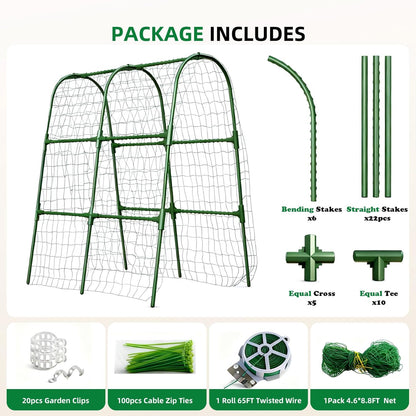 Cucumber Trellis for Raised Bed, U-Shape Garden Arch Metal Support for Climbing Plants, Metal Arch Plant Support Vegetables Trellis, Plant Support for Vine Outdoor (Green, 47*30*47inch(L*W*H))