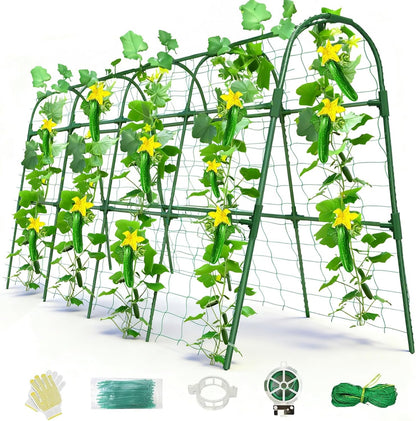Cucumber Trellis for Raised Bed, U-Shape Garden Arch Metal Support for Climbing Plants, Metal Arch Plant Support Vegetables Trellis, Plant Support for Vine Outdoor (Green, 47*30*47inch(L*W*H))