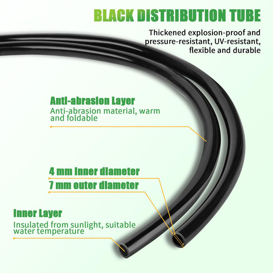 164FT Drip Irrigation System, 192Pcs Automatic Garden Watering System with Adjustable Misting Nozzle Sprinkler, 1/4 inch Blank Distribution Tubing Watering Drip Kit for Greenhouse, Patio, Lawn (164FT)