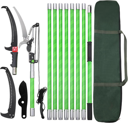 27 Feet Tree Pole Pruner Manual Branches Trimmer Tree Branch Garden Tools Loppers Hand Pole Saws Extendable Height Adustable System for Sawing and Shearing