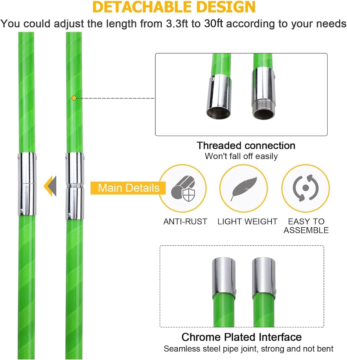 27 Feet Tree Pole Pruner Manual Branches Trimmer Tree Branch Garden Tools Loppers Hand Pole Saws Extendable Height Adustable System for Sawing and Shearing