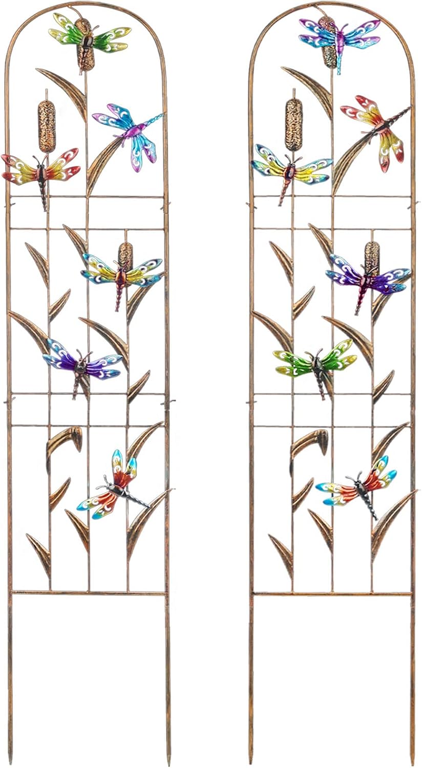 Set of 2 Butterfly Metal Garden Trellis for Climbing Plants, Decorative Vegetables Flowers Vine Trellis for Outdoor Patio 60'' H x 11'' W