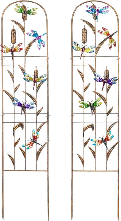 Set of 2 Butterfly Metal Garden Trellis for Climbing Plants, Decorative Vegetables Flowers Vine Trellis for Outdoor Patio 60'' H x 11'' W