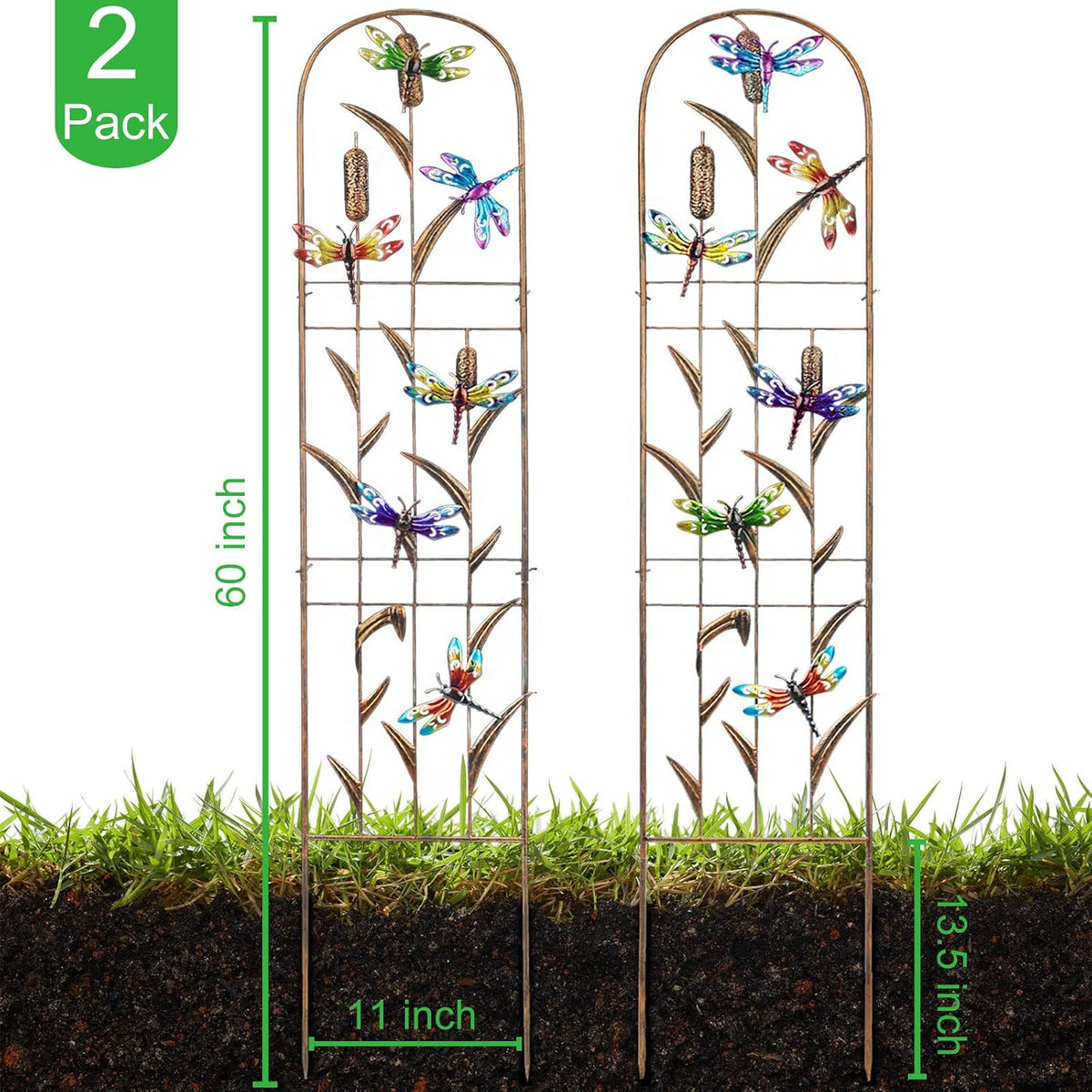 Set of 2 Butterfly Metal Garden Trellis for Climbing Plants, Decorative Vegetables Flowers Vine Trellis for Outdoor Patio 60'' H x 11'' W