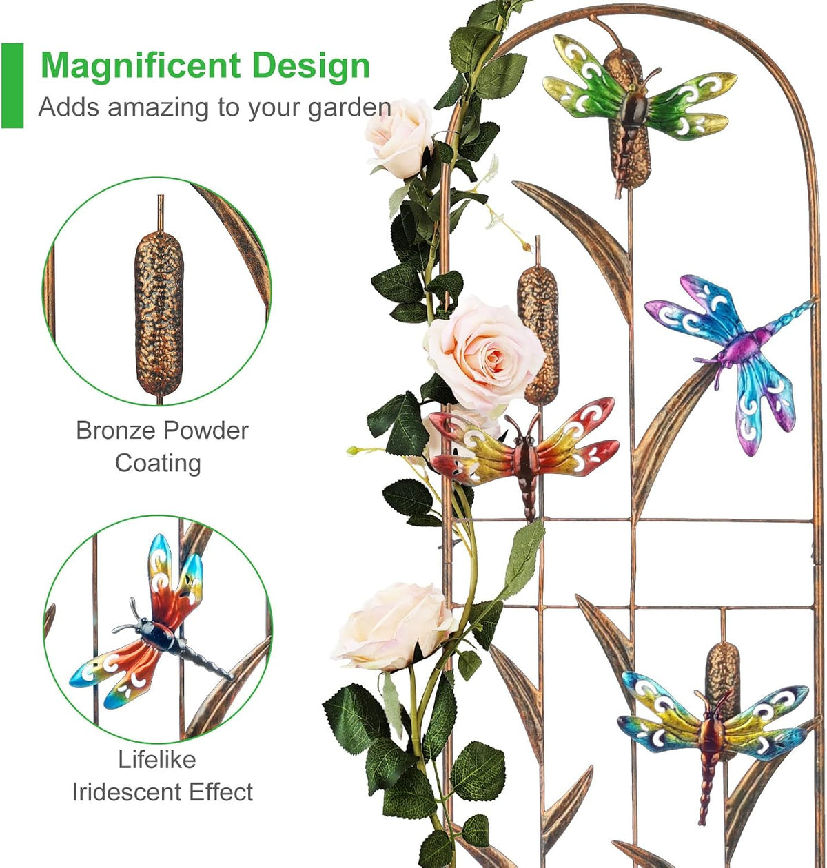Set of 2 Butterfly Metal Garden Trellis for Climbing Plants, Decorative Vegetables Flowers Vine Trellis for Outdoor Patio 60'' H x 11'' W