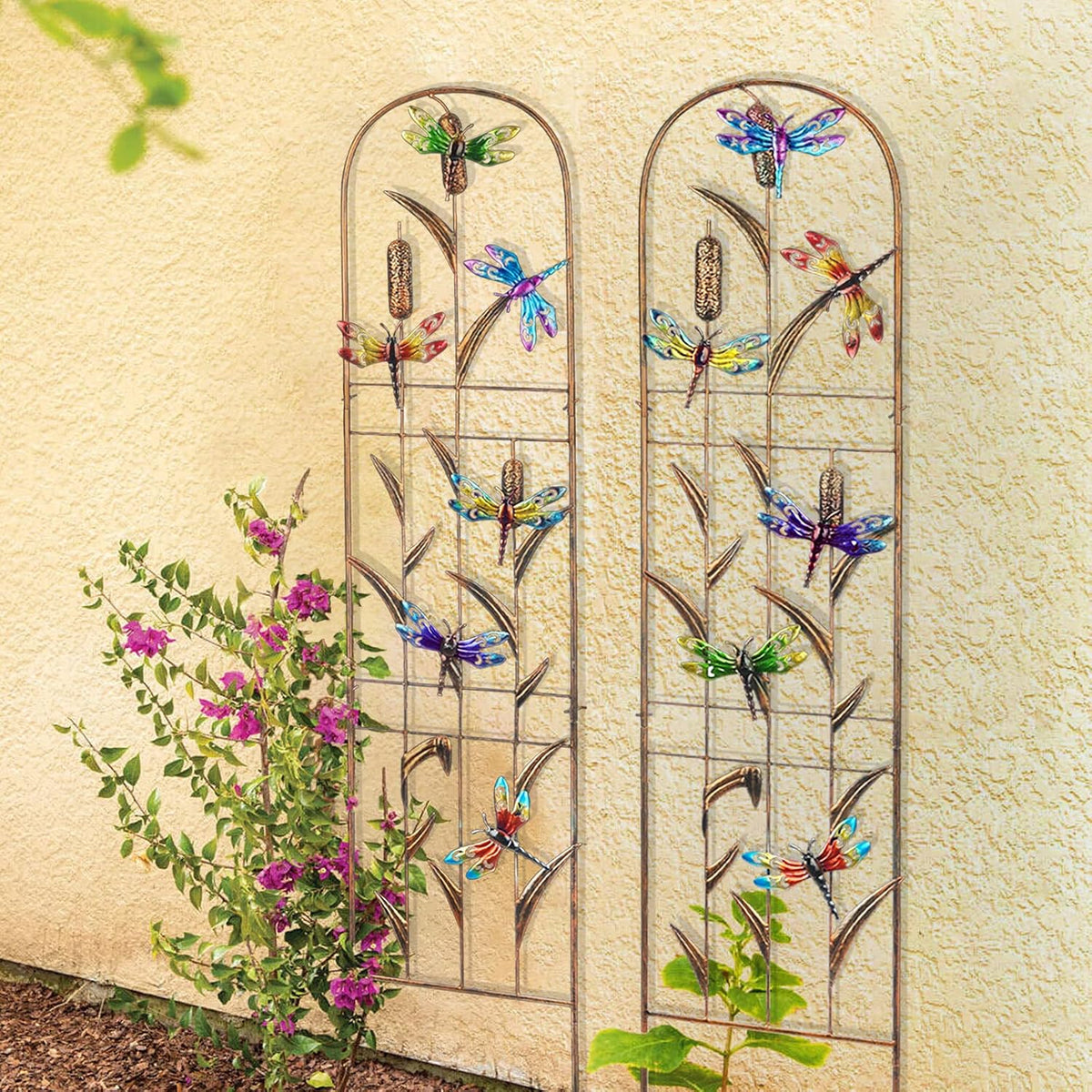 Set of 2 Butterfly Metal Garden Trellis for Climbing Plants, Decorative Vegetables Flowers Vine Trellis for Outdoor Patio 60'' H x 11'' W
