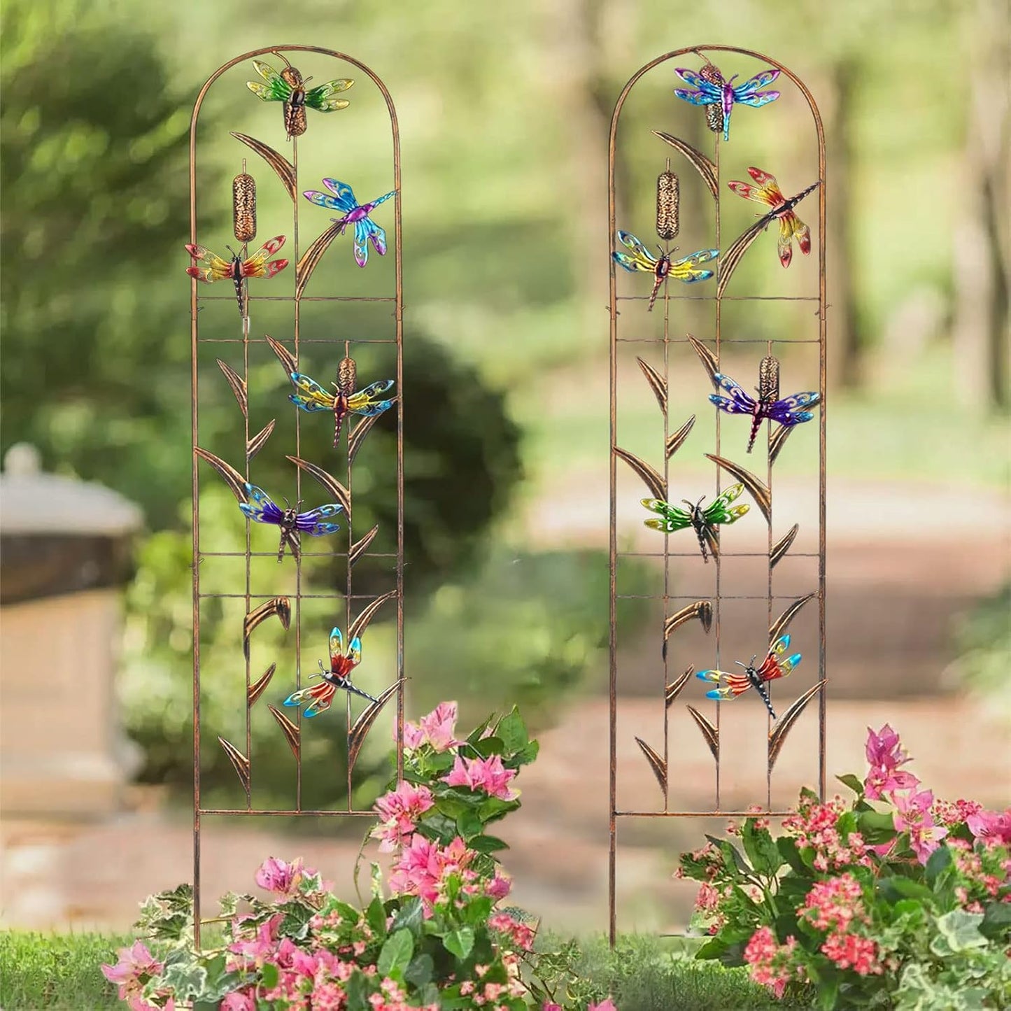 Set of 2 Butterfly Metal Garden Trellis for Climbing Plants, Decorative Vegetables Flowers Vine Trellis for Outdoor Patio 60'' H x 11'' W