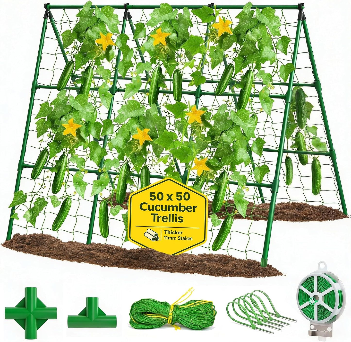 50x50 Cucumber Trellis for Raised Bed- A Frame Vegetable Garden Trellis