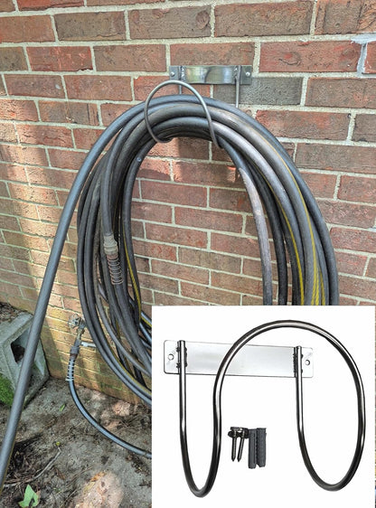 Norsk Designs Heavy Duty Stainless Steel Wall Mount Hose/Utility Hanger, 8x8 Inch with 7 Inch Standoff, 8mm Diameter 304 Grade Steel, Garden and Air Hose Storage