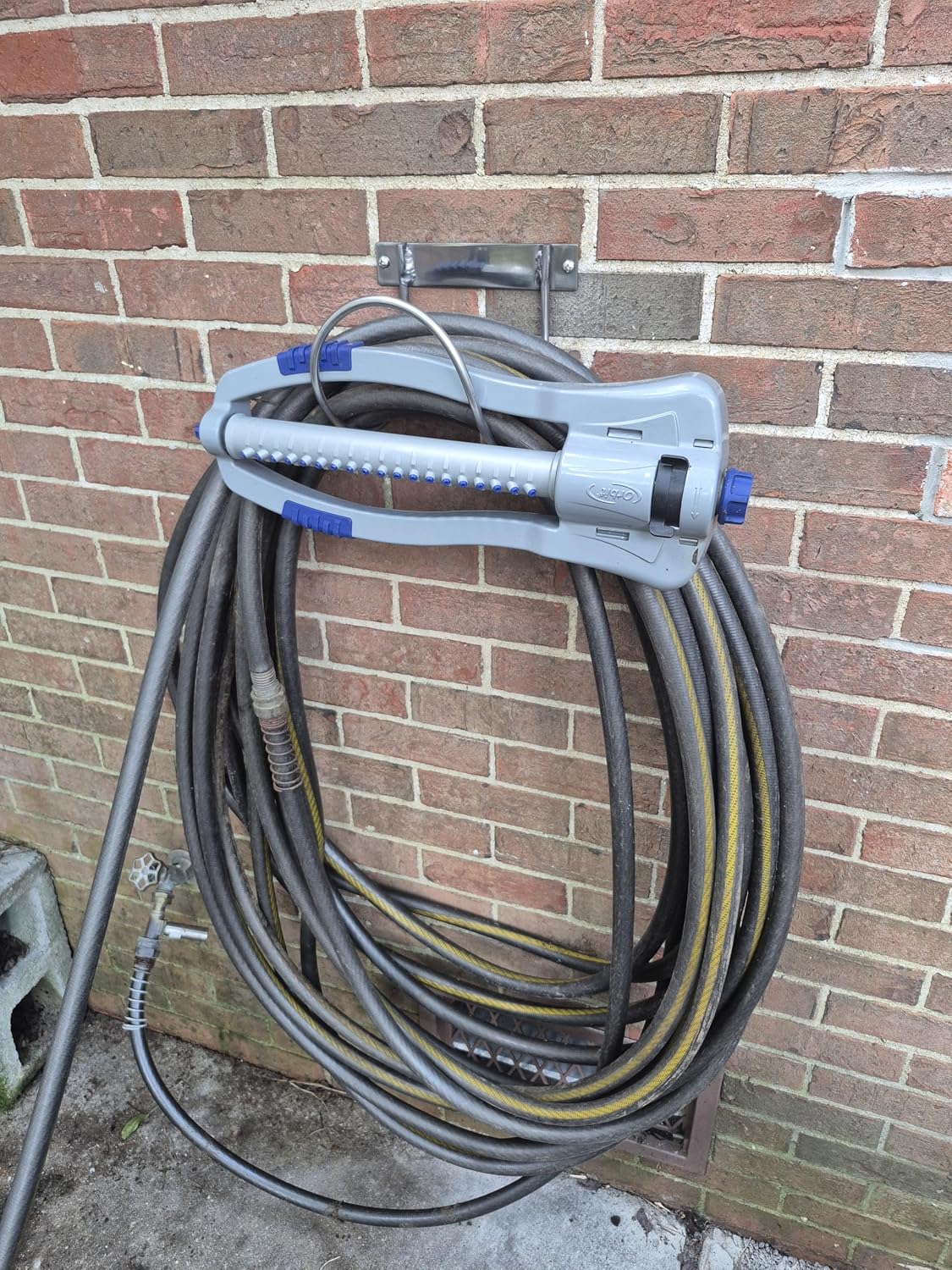 Norsk Designs Heavy Duty Stainless Steel Wall Mount Hose/Utility Hanger, 8x8 Inch with 7 Inch Standoff, 8mm Diameter 304 Grade Steel, Garden and Air Hose Storage