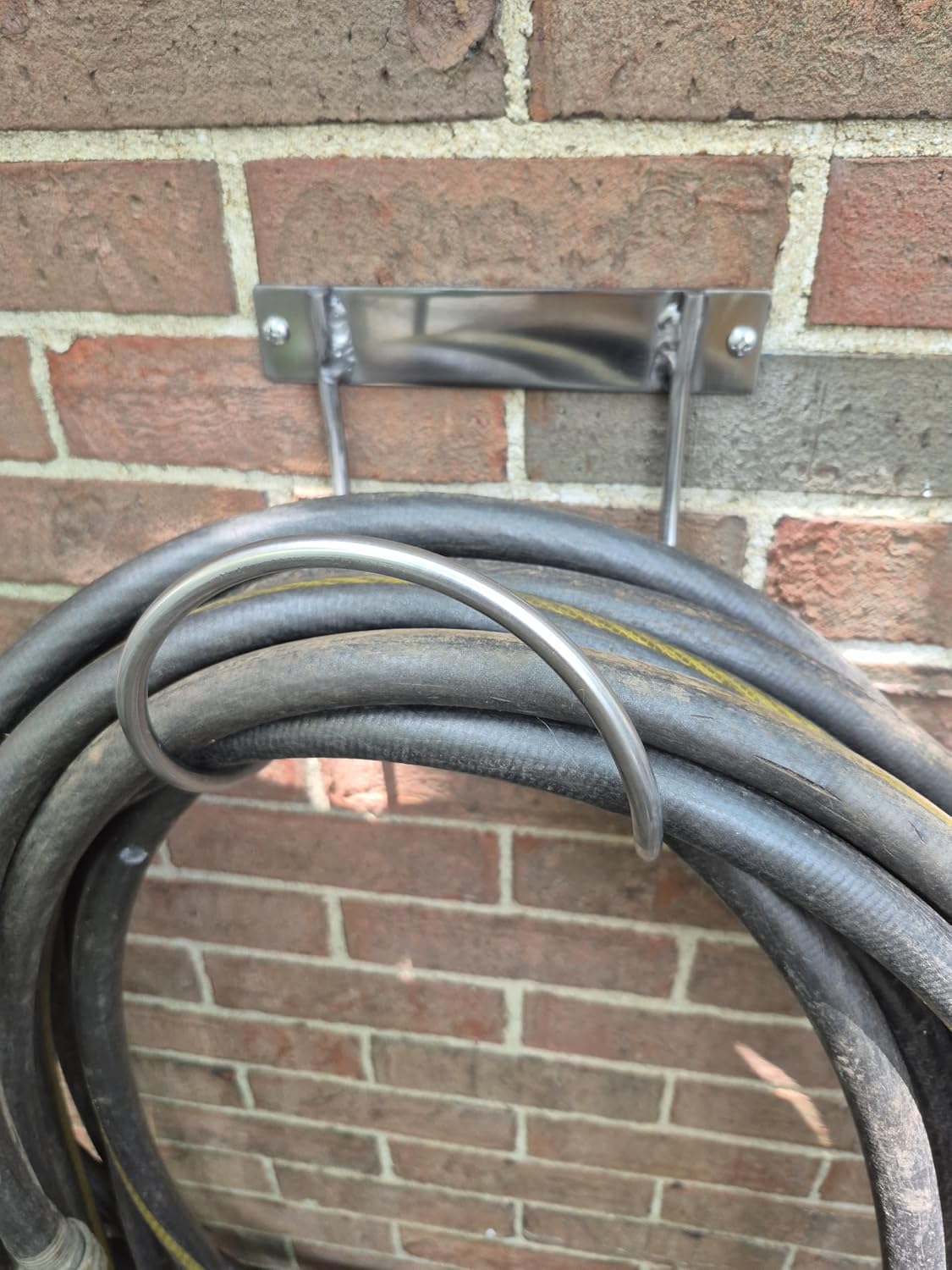 Norsk Designs Heavy Duty Stainless Steel Wall Mount Hose/Utility Hanger, 8x8 Inch with 7 Inch Standoff, 8mm Diameter 304 Grade Steel, Garden and Air Hose Storage
