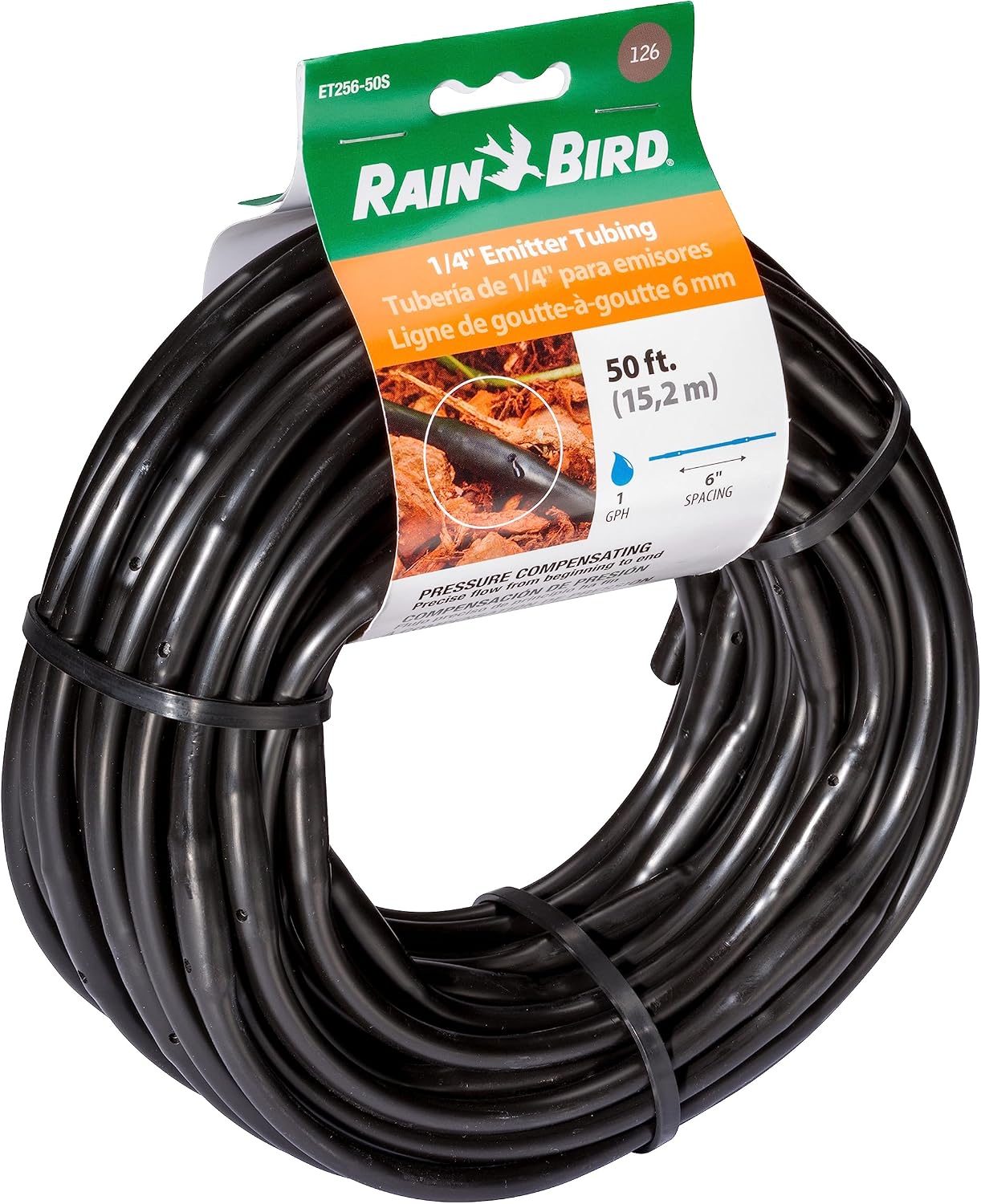 ET256-50S Drip Emitter Tubing, 1/4"