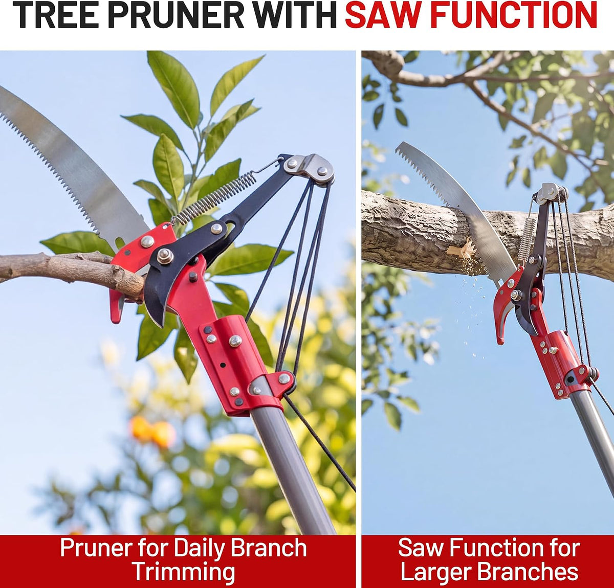 Suchtale Pole Saw for Tree Trimming, 2-in-1 Manual Tree Pruner with Saw