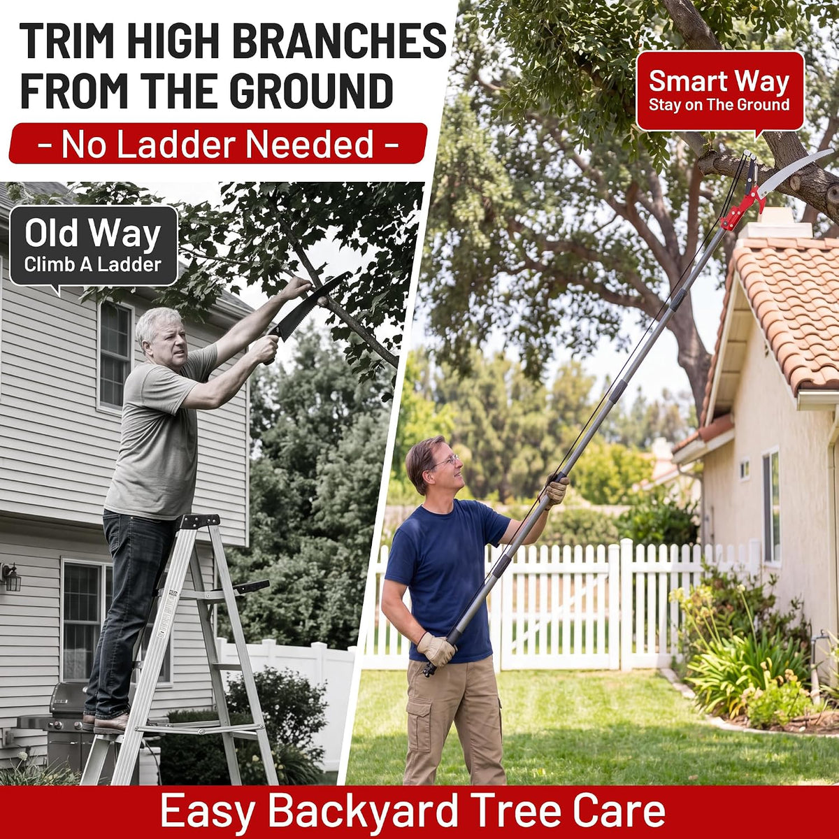 Suchtale Pole Saw for Tree Trimming, 2-in-1 Manual Tree Pruner with Saw