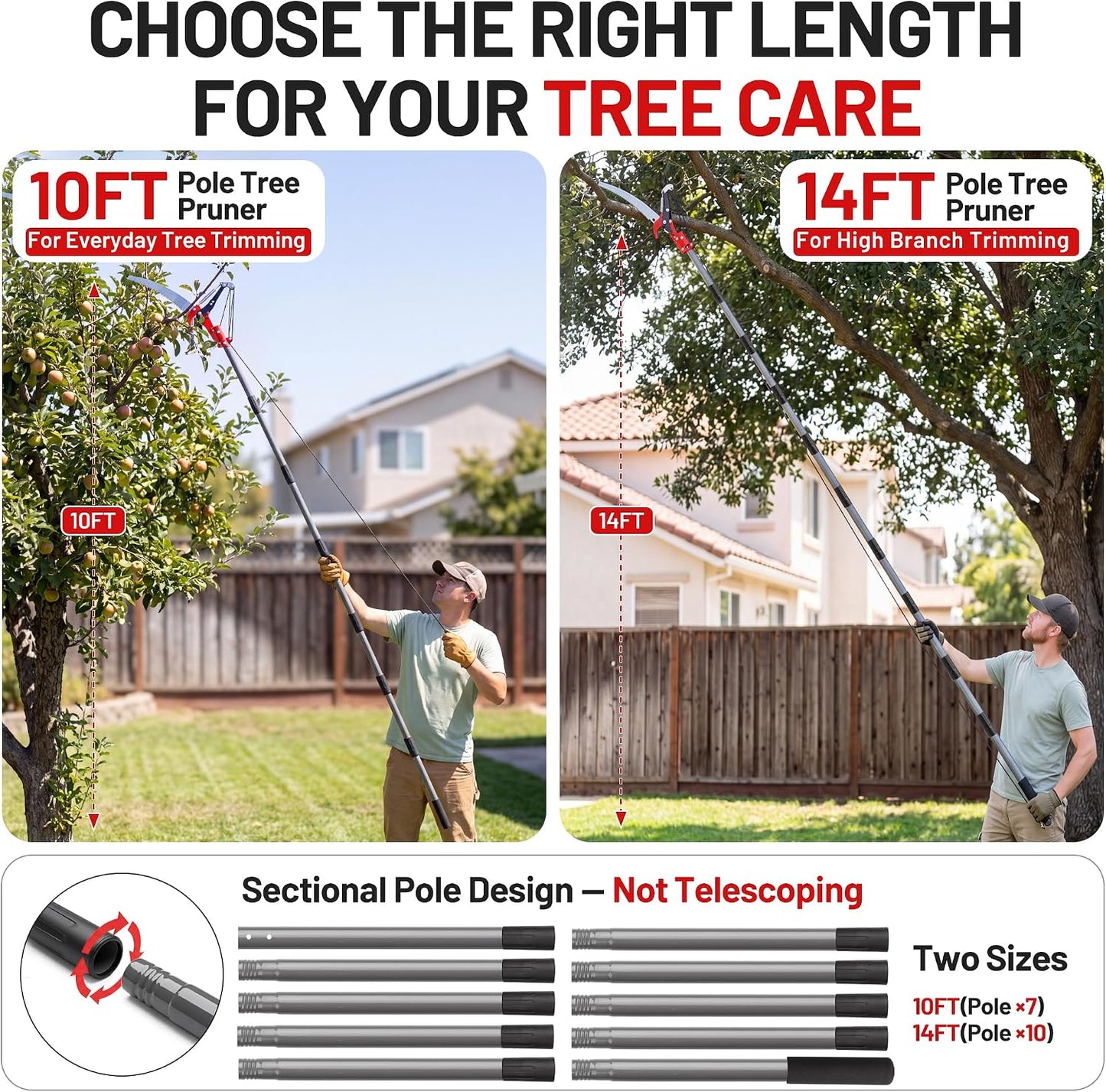 Suchtale Pole Saw for Tree Trimming, 2-in-1 Manual Tree Pruner with Saw