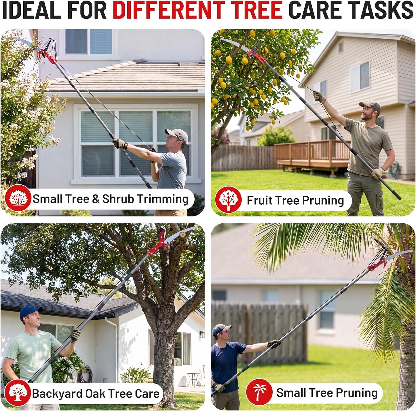 Suchtale Pole Saw for Tree Trimming, 2-in-1 Manual Tree Pruner with Saw
