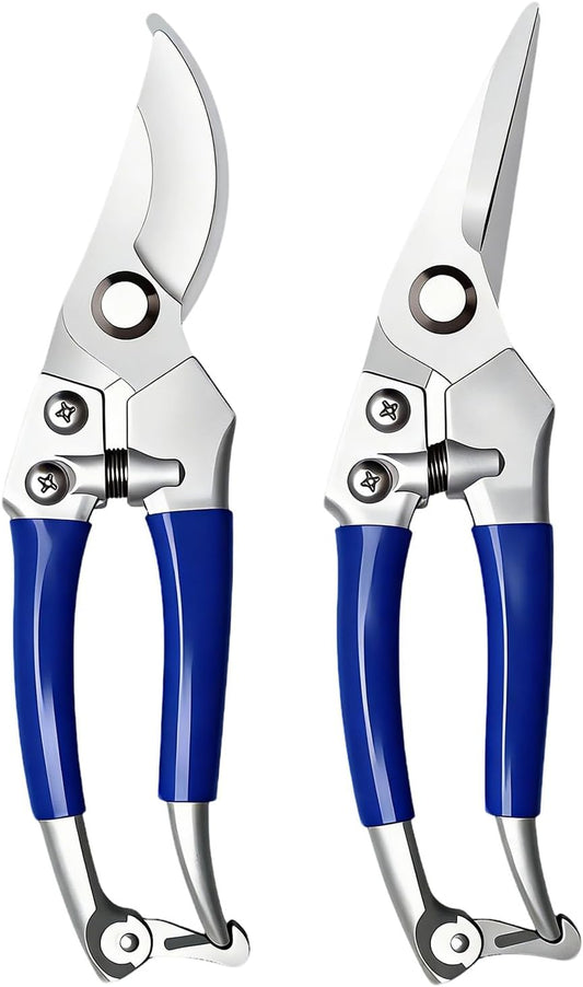 2 Pack Pruning Shears for Gardening, Trimming Scissors Set Garden Shears Branch Cutter Garden Bypass Lopper and Tree Trimmer Tree Pruner Garden Shears for Gardening