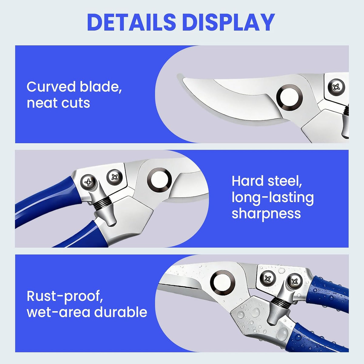 2 Pack Pruning Shears for Gardening, Trimming Scissors Set Garden Shears Branch Cutter Garden Bypass Lopper and Tree Trimmer Tree Pruner Garden Shears for Gardening