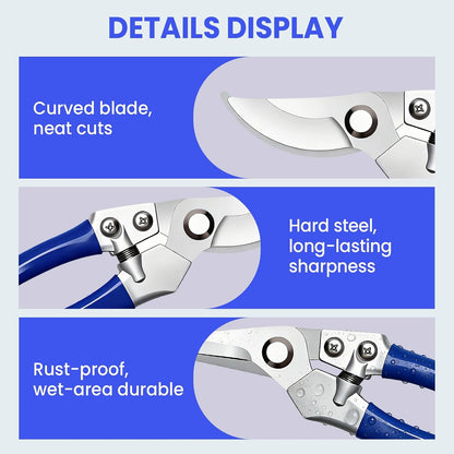 2 Pack Pruning Shears for Gardening, Trimming Scissors Set Garden Shears Branch Cutter Garden Bypass Lopper and Tree Trimmer Tree Pruner Garden Shears for Gardening