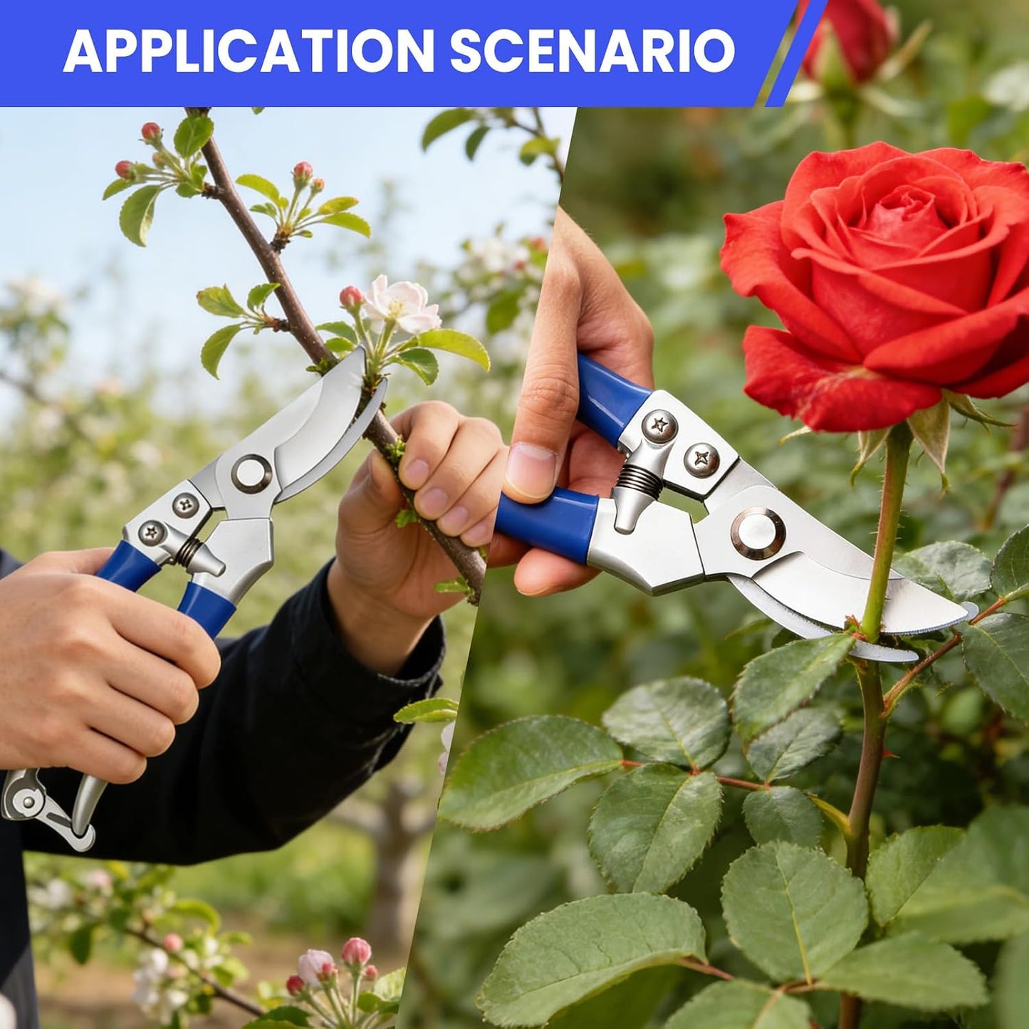 2 Pack Pruning Shears for Gardening, Trimming Scissors Set Garden Shears Branch Cutter Garden Bypass Lopper and Tree Trimmer Tree Pruner Garden Shears for Gardening