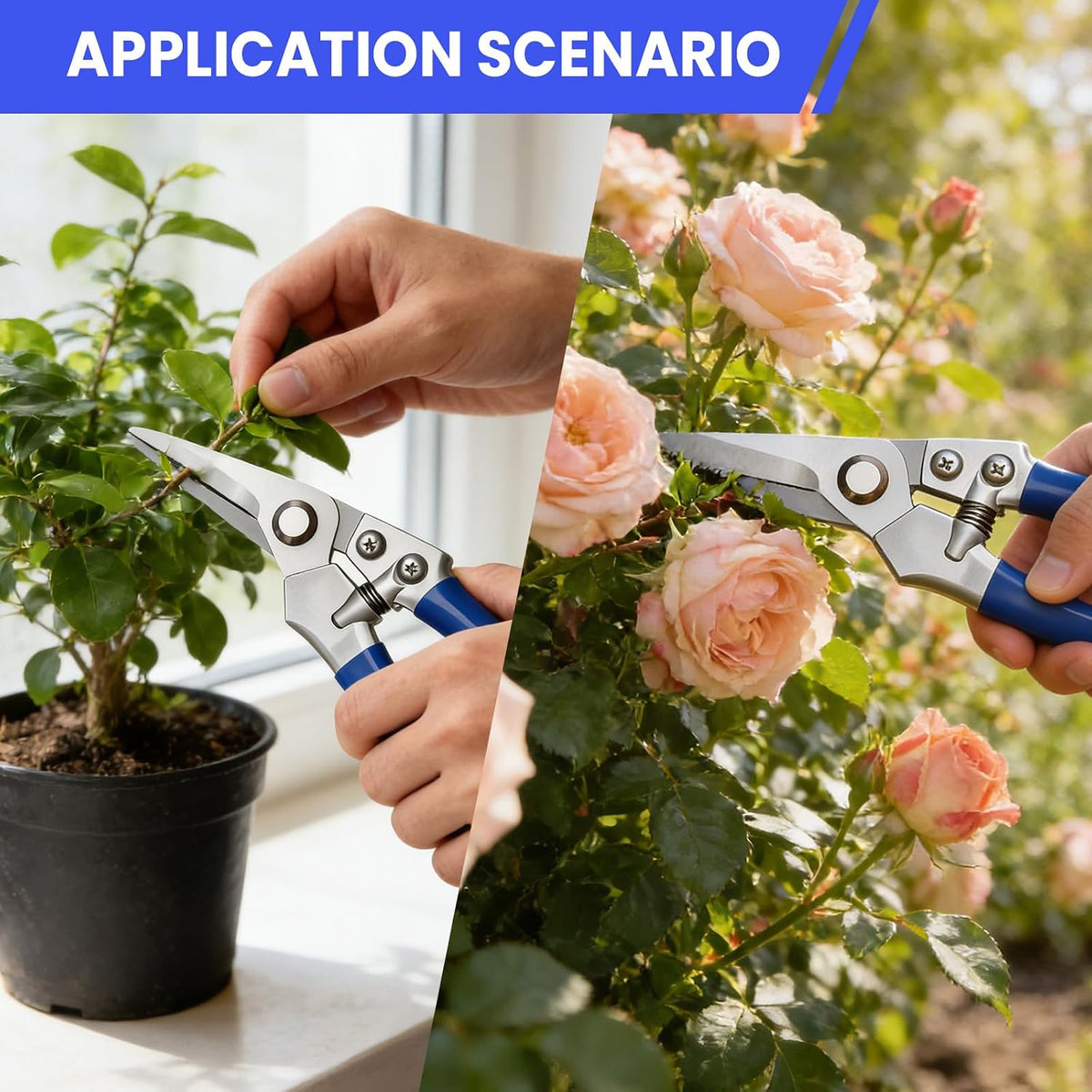 2 Pack Pruning Shears for Gardening, Trimming Scissors Set Garden Shears Branch Cutter Garden Bypass Lopper and Tree Trimmer Tree Pruner Garden Shears for Gardening