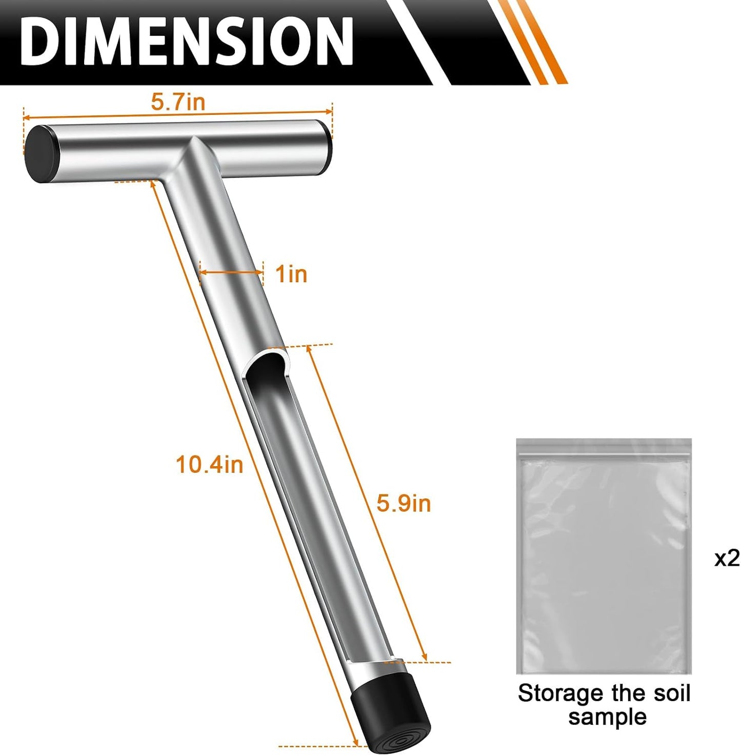 12 Inch Stainless Steel Soil Sampler Probe T-Style Handle
