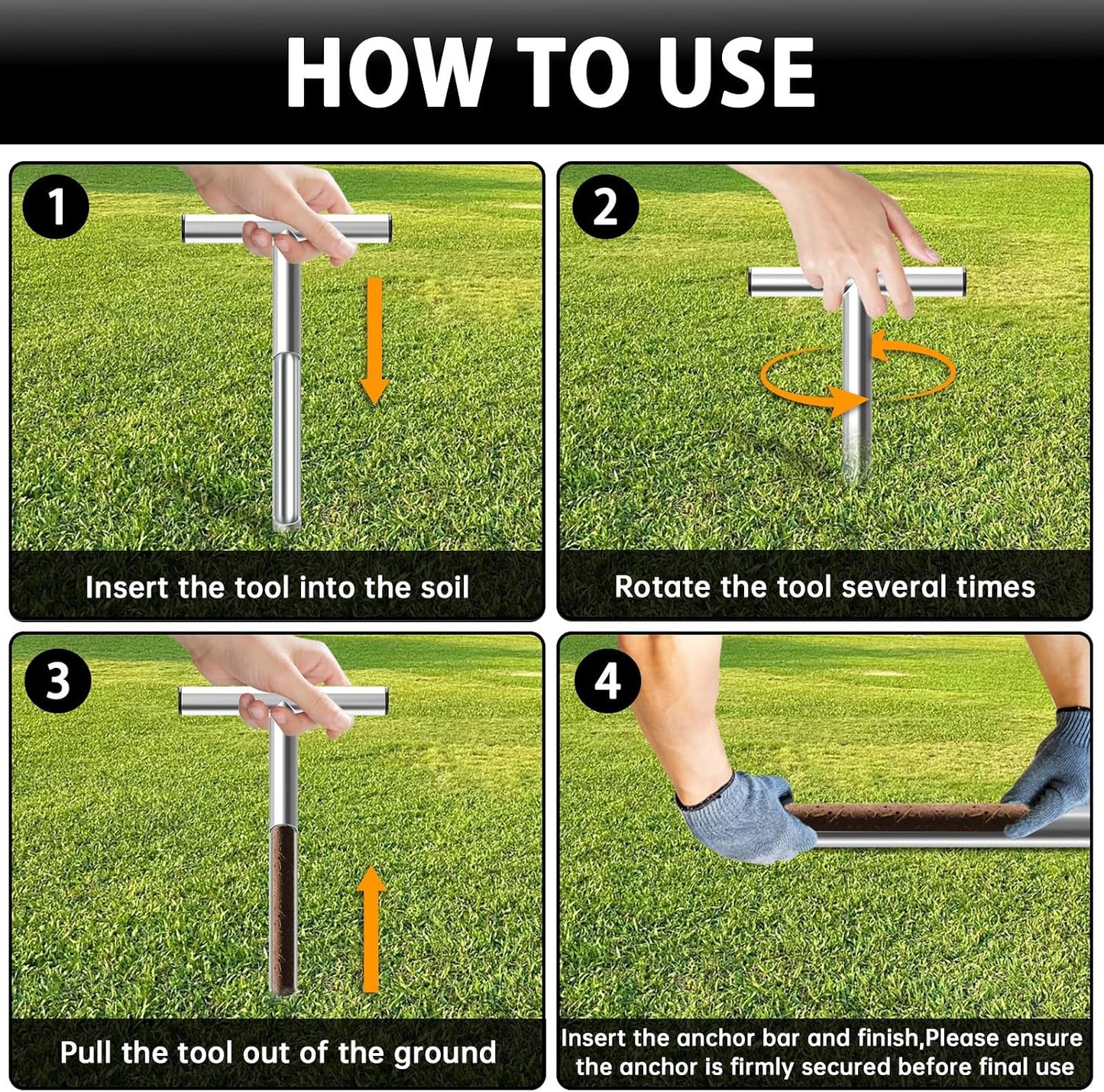 12 Inch Stainless Steel Soil Sampler Probe T-Style Handle