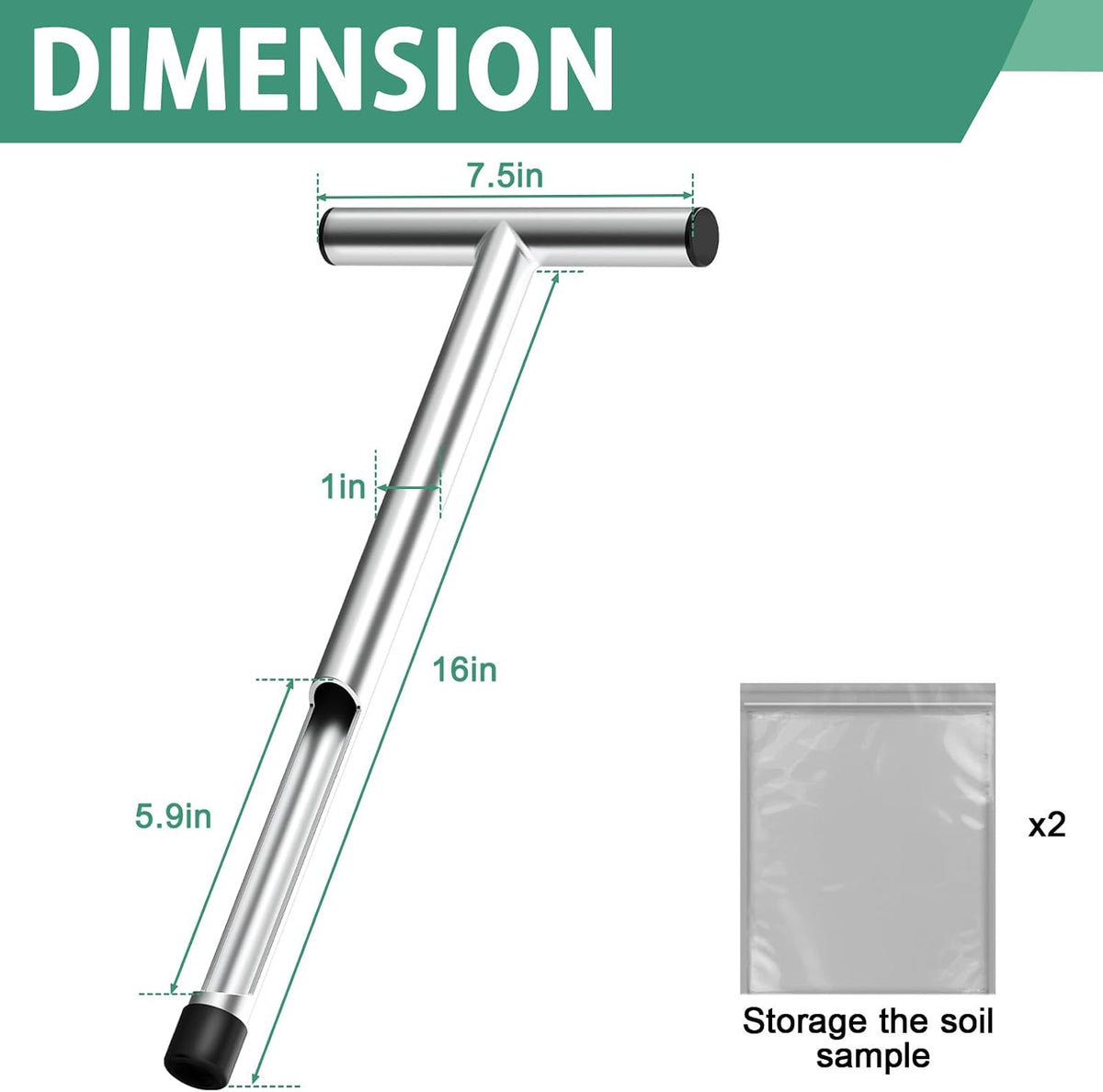 12 Inch Stainless Steel Soil Sampler Probe T-Style Handle