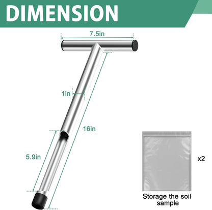 12 Inch Stainless Steel Soil Sampler Probe T-Style Handle