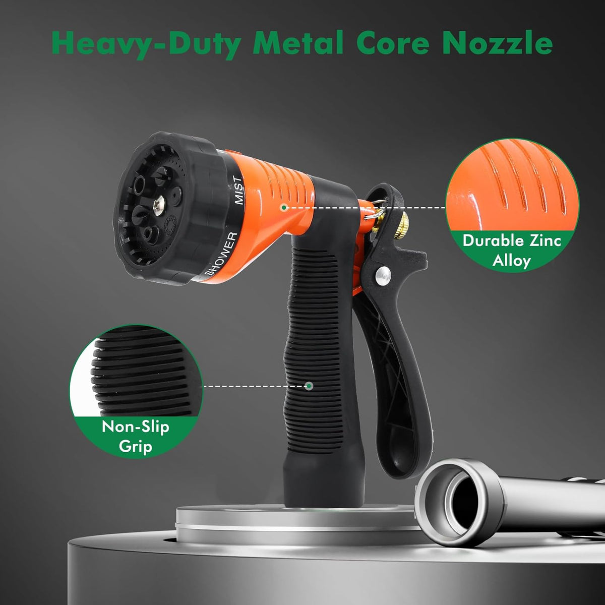 Garden Hose Nozzle Heavy Duty, Hose Spray Nozzle for Garden Hose
