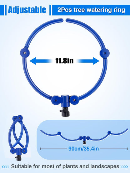 2 Pcs 11.8" 360° Ring Tree Water Sprinklers for Even Root Irrigation