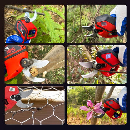 Upgraded Cordless Electric Pruning Shears with LCD Display, Battery Powered Garden Shears with Brushless Motor, 2 Rechargeable Batteries, 2.1 Inch Cutting for Trees, Shrubs, and Yard Trimming