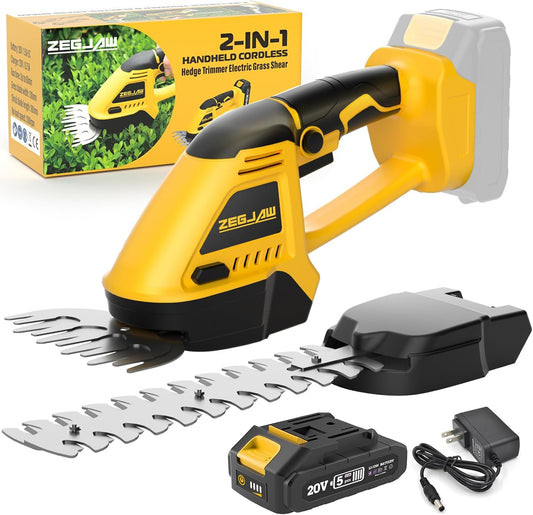 20V Cordless Grass Shear & Shrubbery Trimmer 2-in-1 Handheld Hedge Trimmer