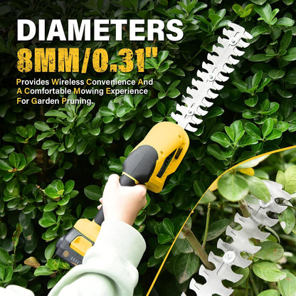 20V Cordless Grass Shear & Shrubbery Trimmer 2-in-1 Handheld Hedge Trimmer