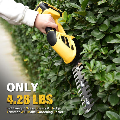 20V Cordless Grass Shear & Shrubbery Trimmer 2-in-1 Handheld Hedge Trimmer