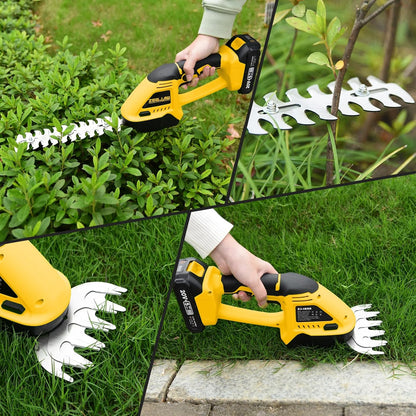 20V Cordless Grass Shear & Shrubbery Trimmer 2-in-1 Handheld Hedge Trimmer