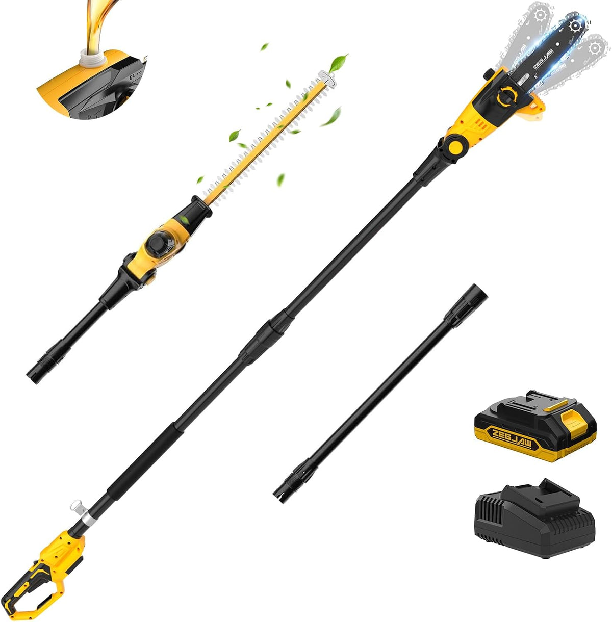 20V Cordless Grass Shear & Shrubbery Trimmer 2-in-1 Handheld Hedge Trimmer