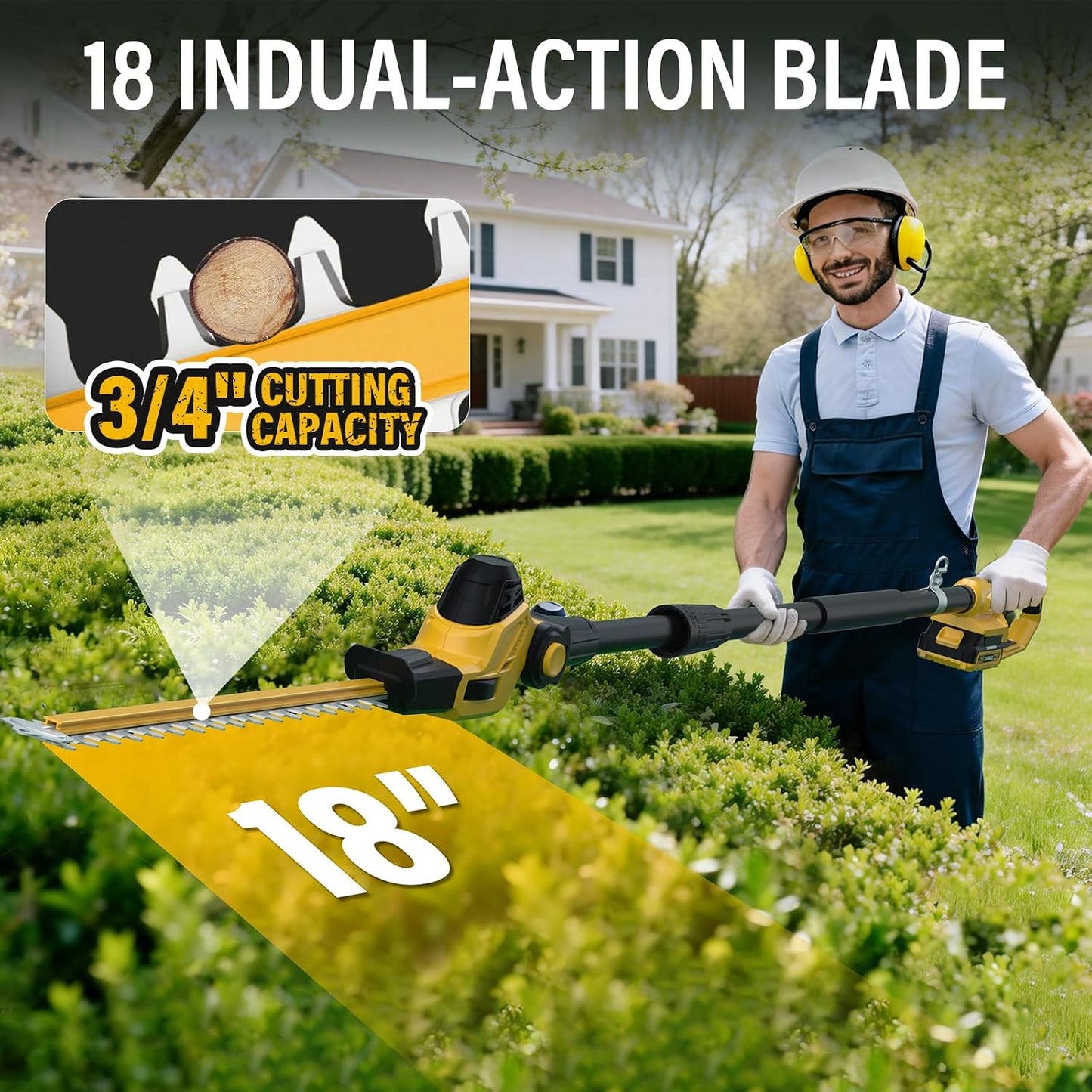 20V Cordless Grass Shear & Shrubbery Trimmer 2-in-1 Handheld Hedge Trimmer